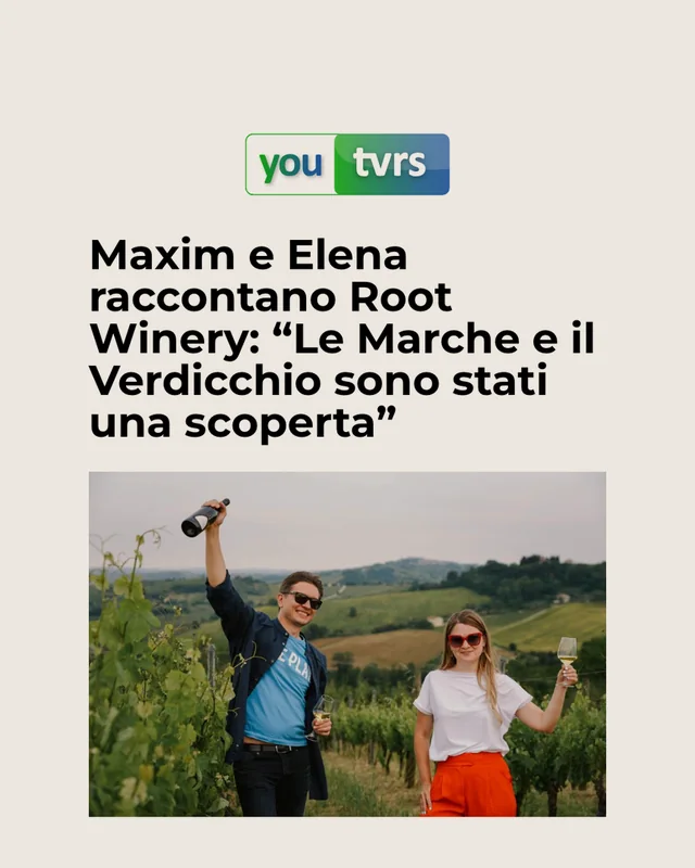youtvrs.it, 31 March 2026: Maxim e Elena raccontano Root Winery — the article header with the masthead and the founders in the vineyard