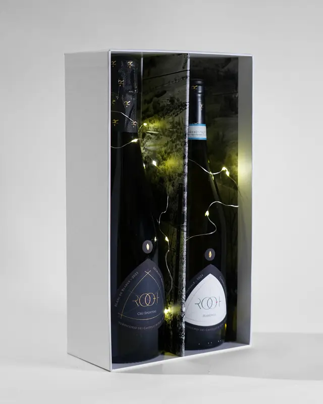 A ROOT Christmas box with two bottles